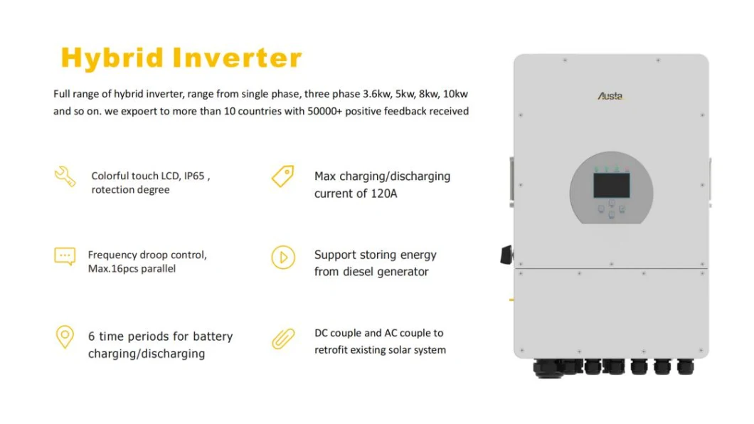 5kw Pure Sine Wave off on Gird Hybrid Solar Power Energy Inverter with Lithium Battery Backup