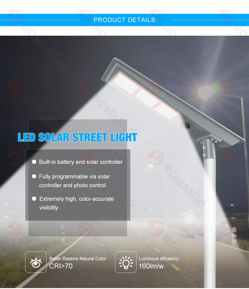 All in Two Solar LED Street Light 30W